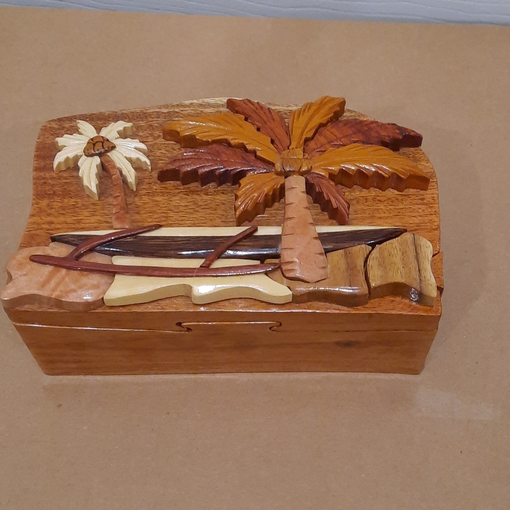 Wooden Tropical Jewelry Box